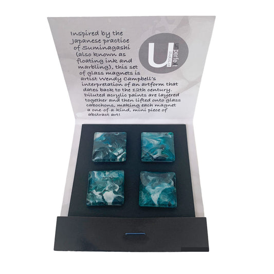 Glass Magnet Set - Abstract - Deep Blue Sea - Unperfekt-Studios