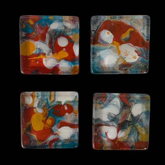 Glass Magnet Set - Abstract - Jardin de Fleurs III