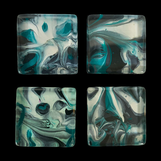 Glass Magnet Set - Abstract - Stormy Sea
