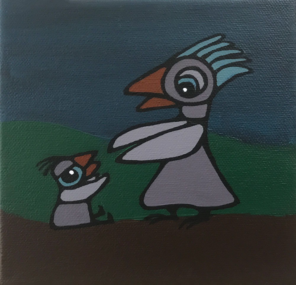Acrylic 6" x 6" Mini Painting: Pick Me Up