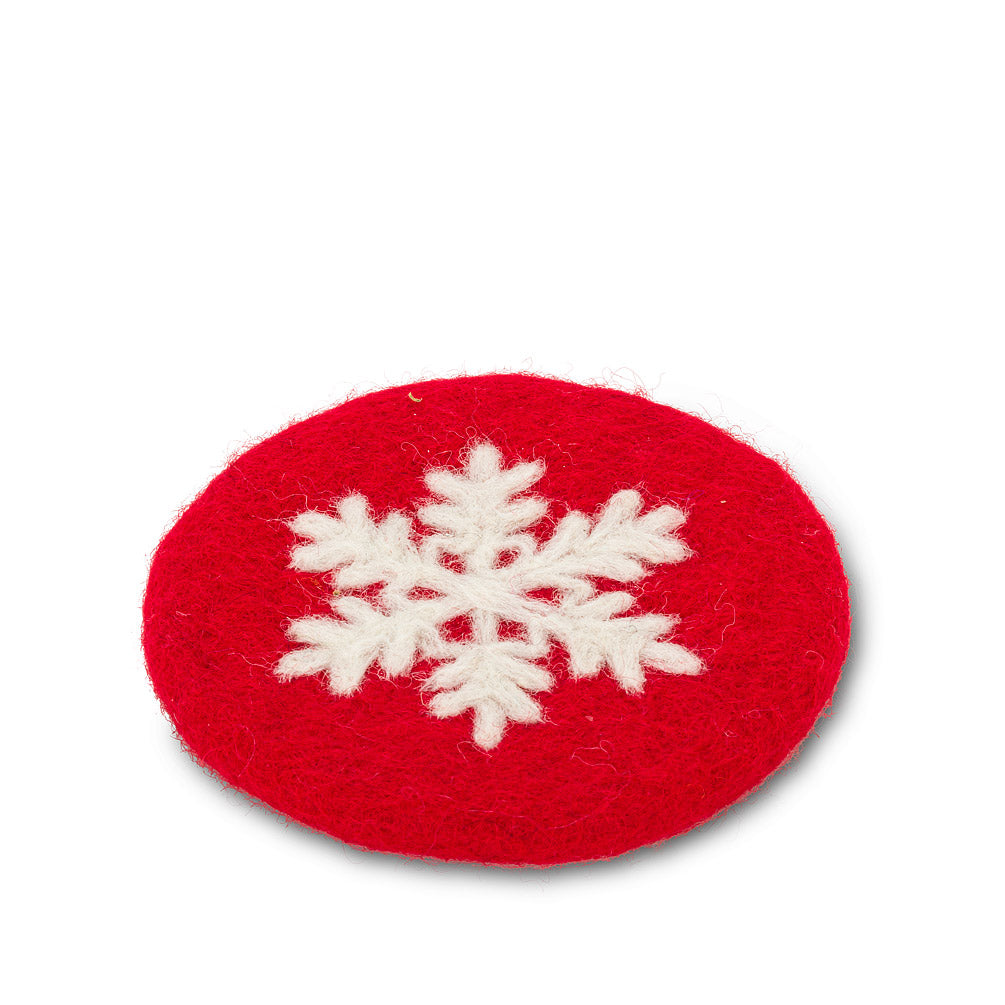 Felted Snowflake Coaster
