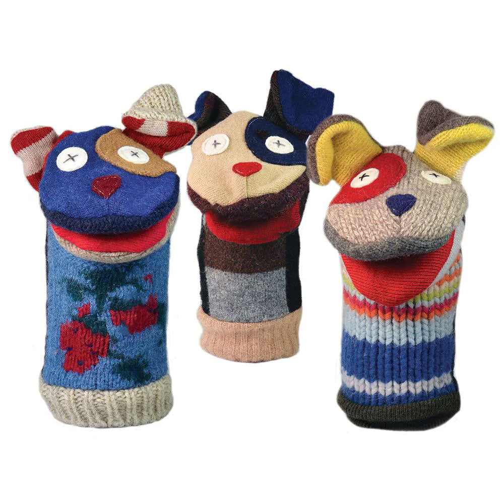 Reclaimed Wool Hand Puppet - Dog