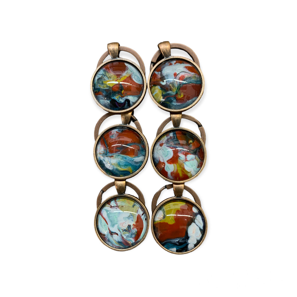 Hand-Painted Glass Pendants - Antique Copper