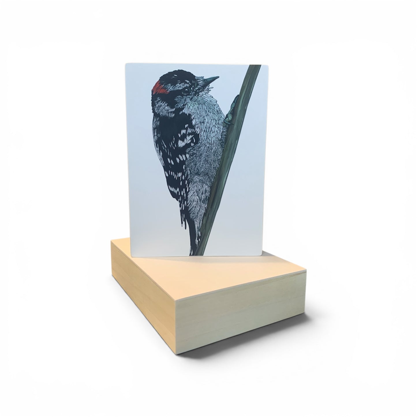 Print on Wood Block - Downy Woodpecker