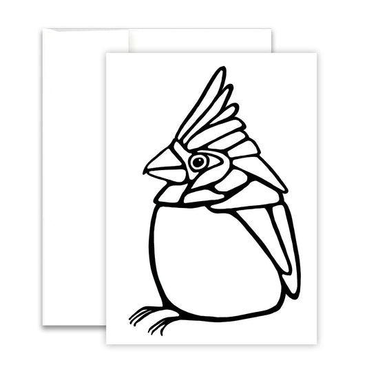 Colouring Greeting Card - Cardinal