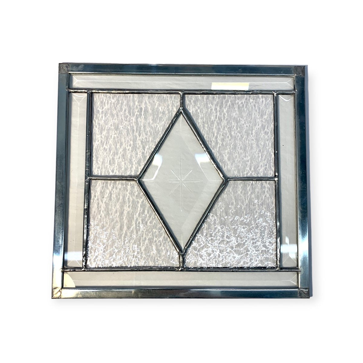 Stained Glass Panel, Diamond Pattern, for Tabletop - 8” x 8”