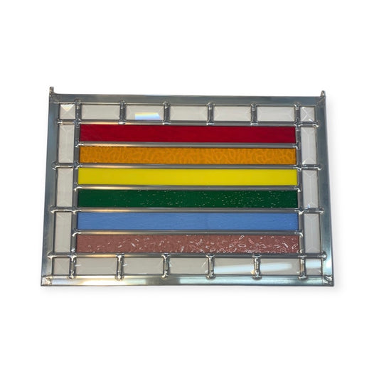 Stained Glass Panel, Pride Flag - 13” x 9”