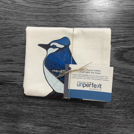 Flour Sack Tea Towel - 100% Organic Cotton - Blue Jay