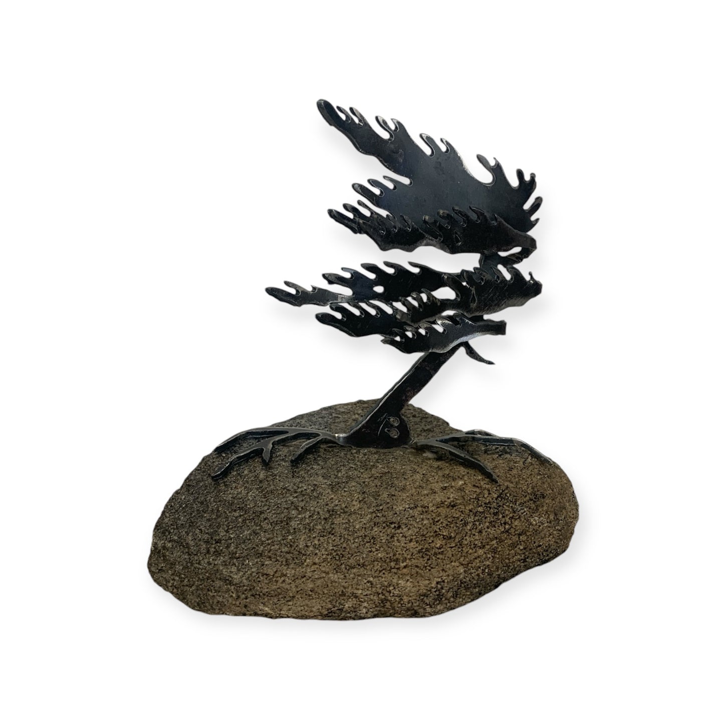 Cut-Steel Sculptures  - Trees on Granite - from Cedar Lake Canada (by Cathy Mark)