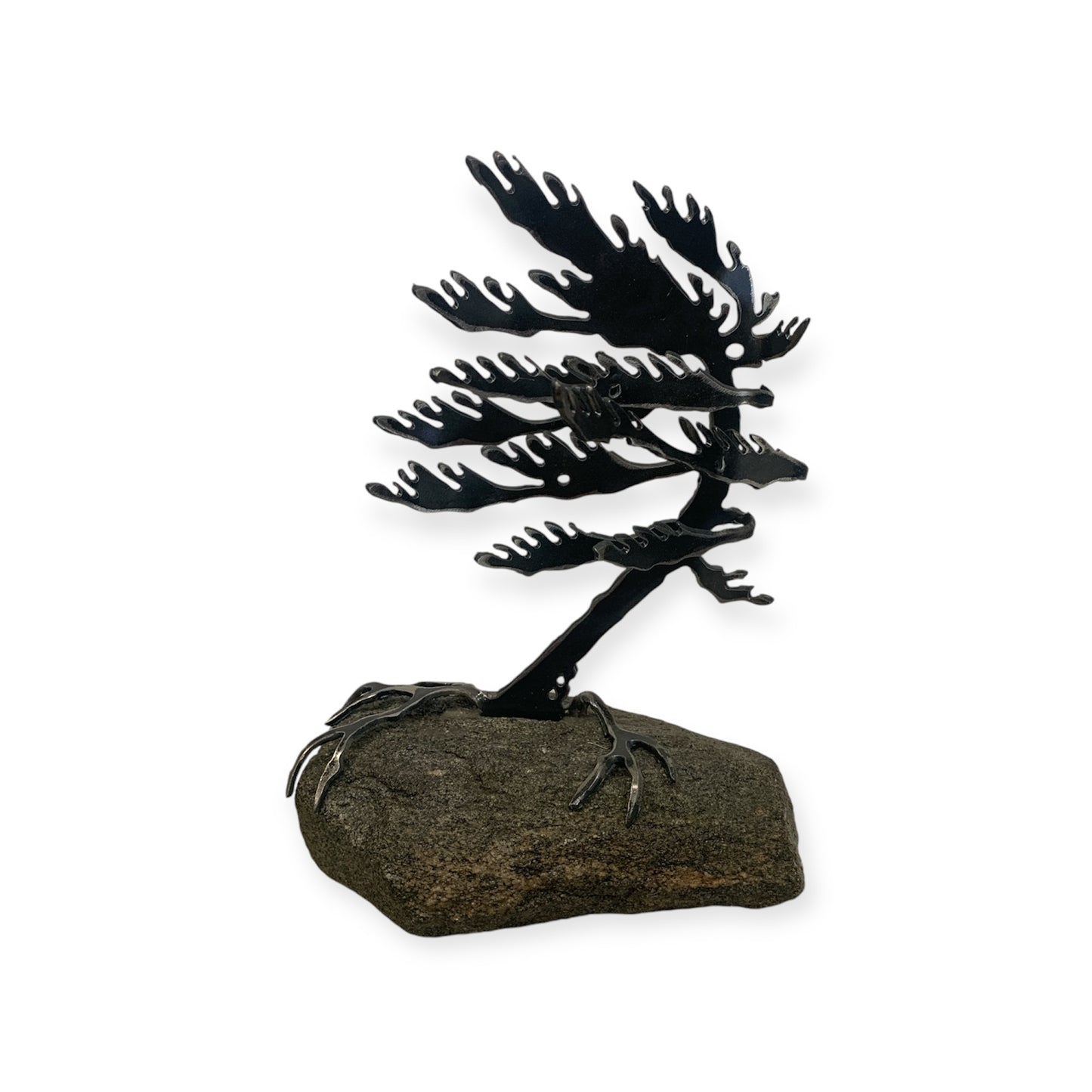 Cut-Steel Sculptures  - Trees on Granite - from Cedar Lake Canada (by Cathy Mark)