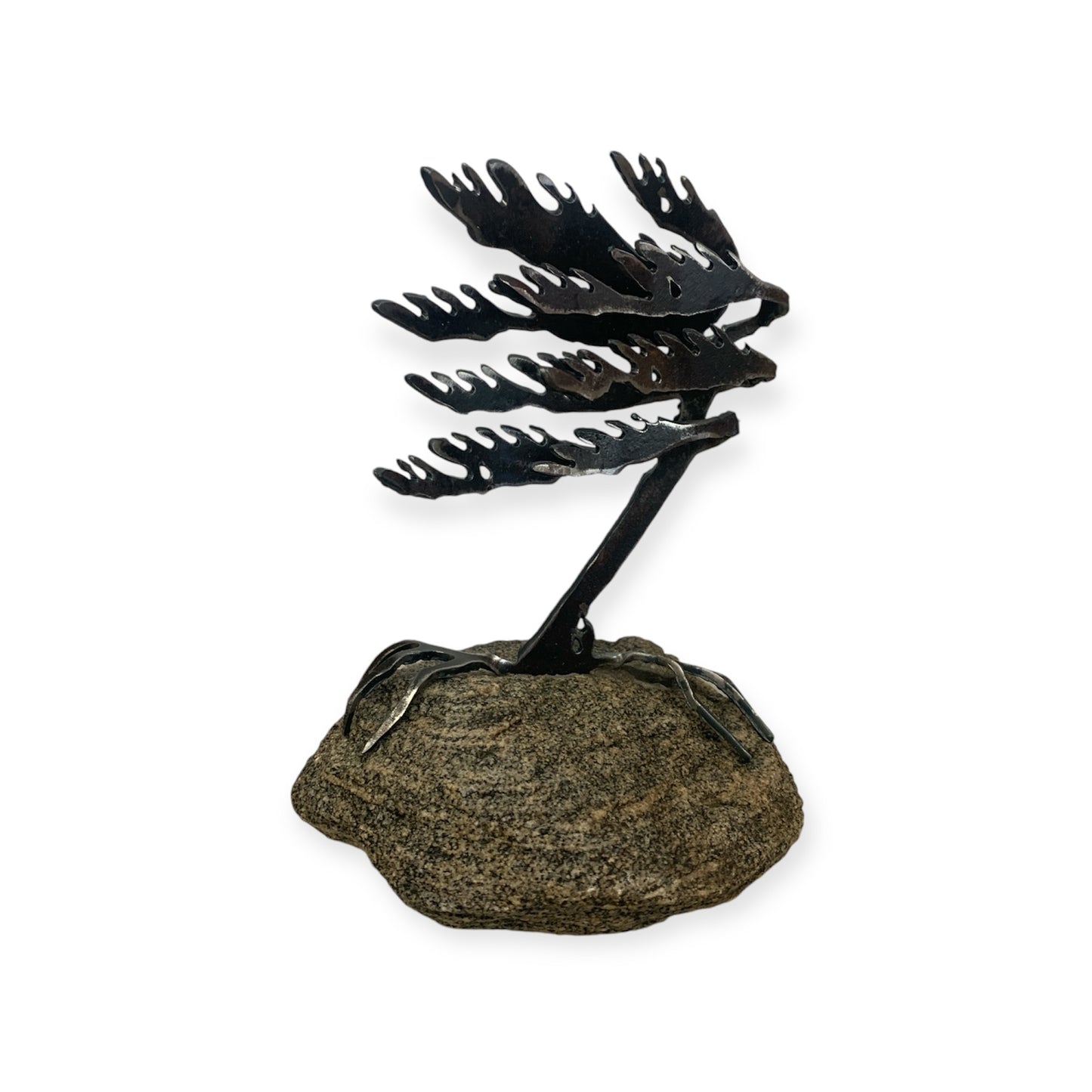 Cut-Steel Sculptures  - Trees on Granite - from Cedar Lake Canada (by Cathy Mark)