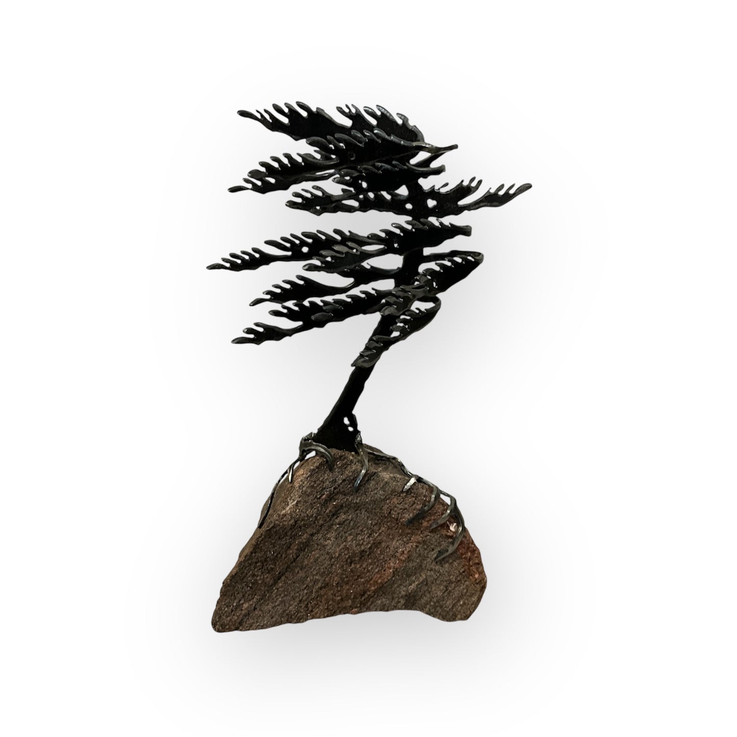 Cut-Steel Sculptures  - Trees on Granite - from Cedar Lake Canada (by Cathy Mark)