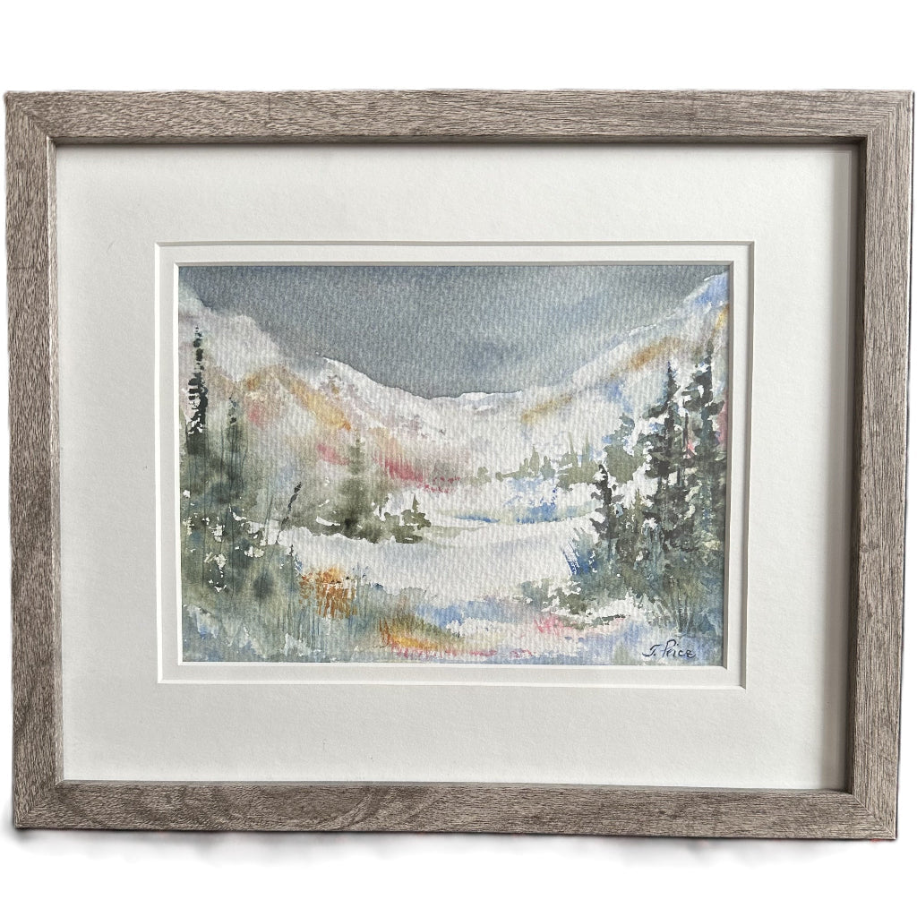 Framed Original Watercolour - WINTER MEADOW - from Cedar Lake (Tiina Price)