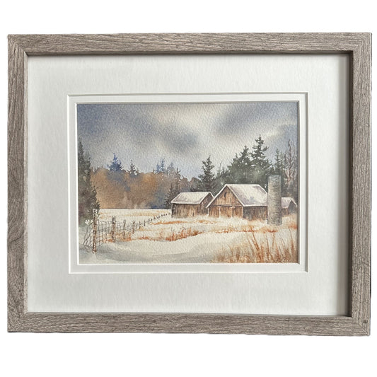 Framed Original Watercolour - WINTERING - from Cedar Lake (Tiina Price)