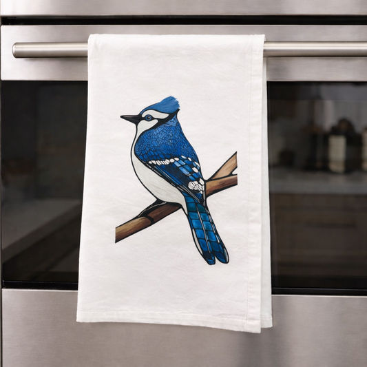 Flour Sack Tea Towel - 100% Organic Cotton - Blue Jay