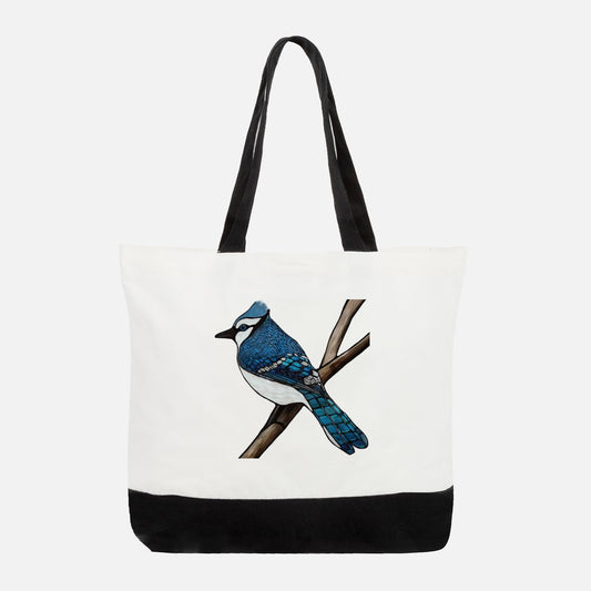 Large Cotton Tote Bag - Blue Jay
