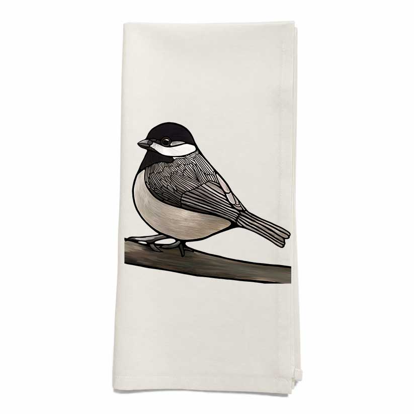 Flour Sack Tea Towel - 100% Organic Cotton - Chickadee