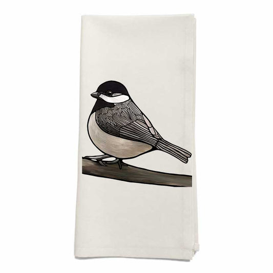 Flour Sack Tea Towel - 100% Organic Cotton - Chickadee