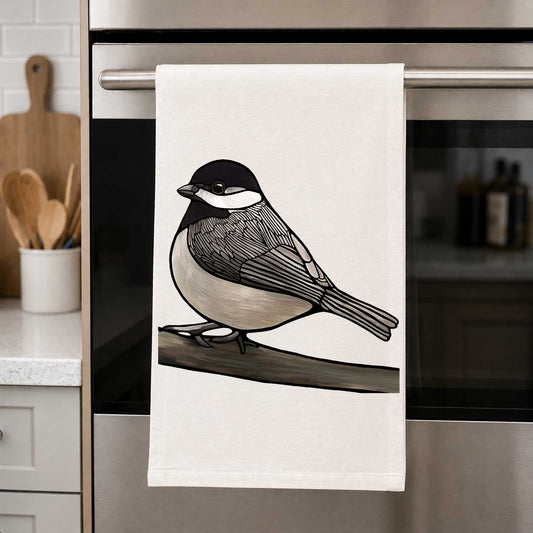 Flour Sack Tea Towel - 100% Organic Cotton - Chickadee