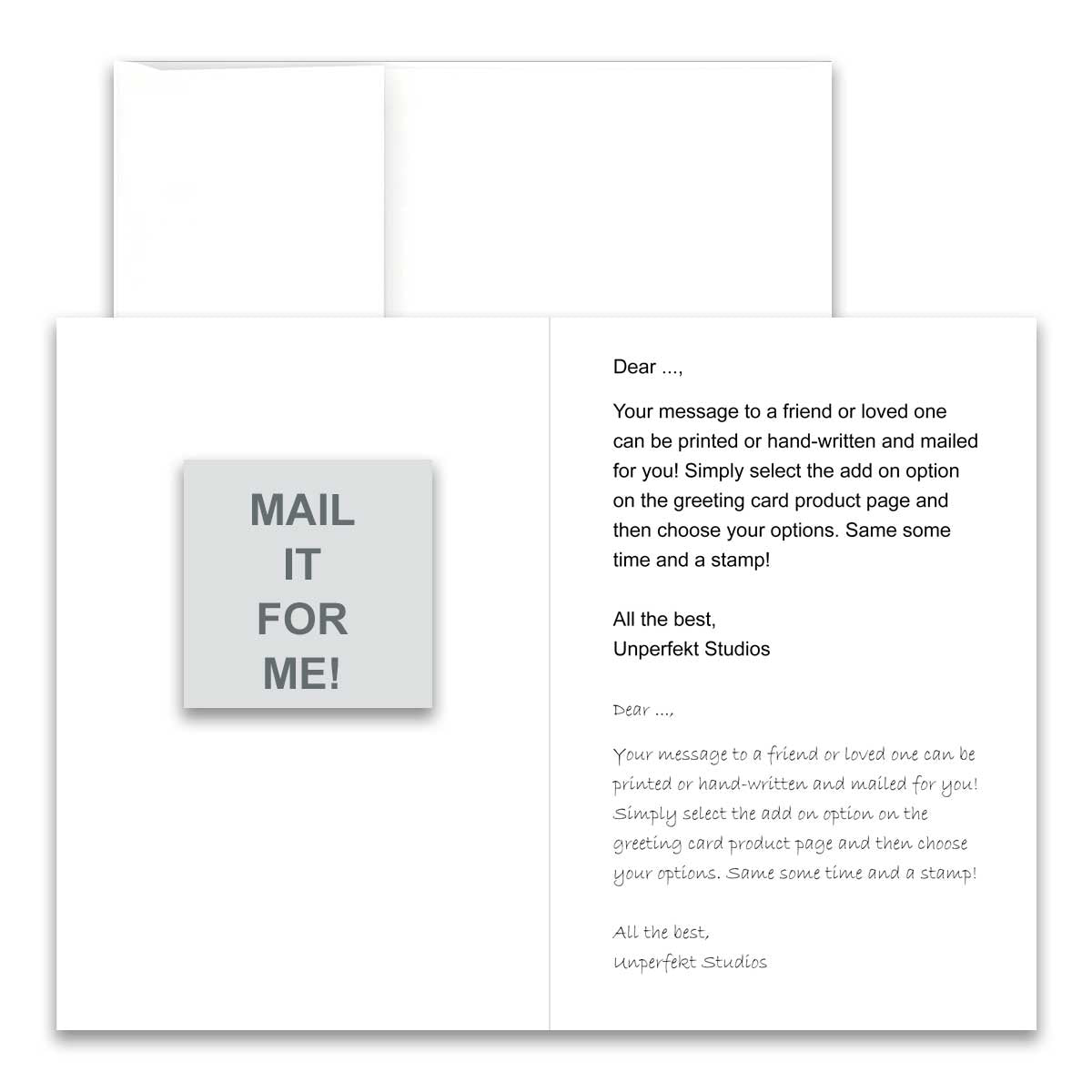 Greeting Card - Mail It For Me with Custom Message - Unperfekt-Studios