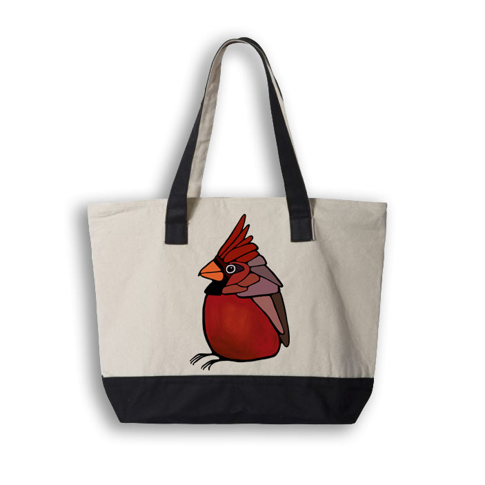 Large Cotton Canvas Zippered Tote Bag - Cardinal