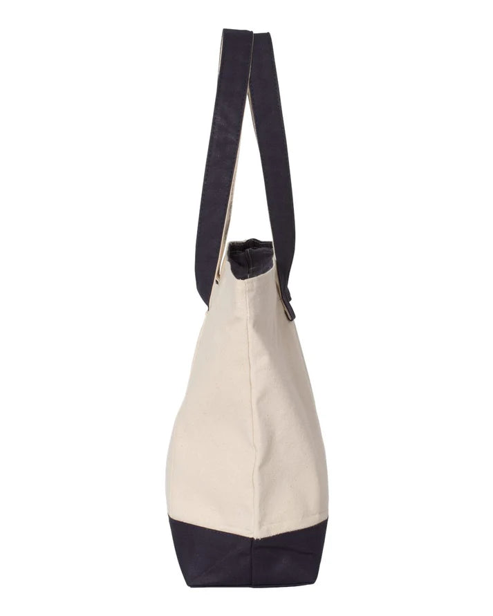Large Cotton Canvas Zippered Tote Bag - Cardinal