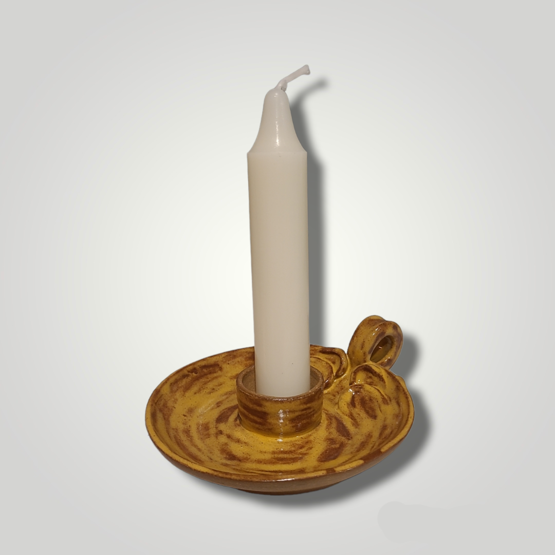 Candle Holder, Warm Brown Stoneware, Butterscotch - Erin White