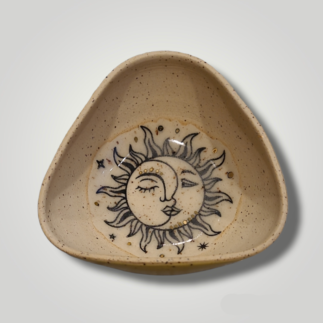 Triangle Bowl - Sun Moon, Speckle Stoneware - Erin White