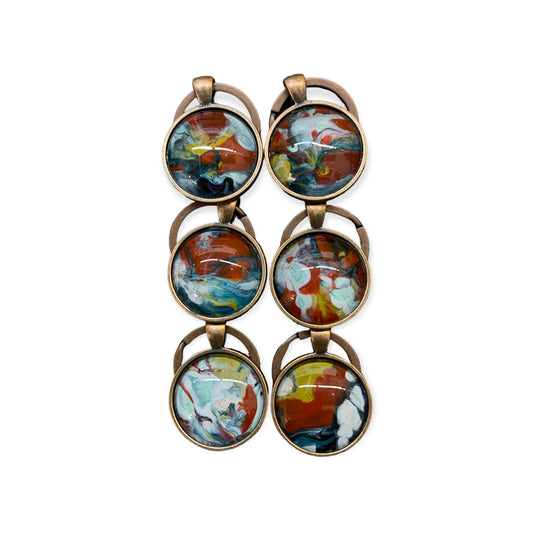 Hand-Painted Glass Pendant with Keychain & Waxed Necklace Cord (Red, Yellow, Blue)