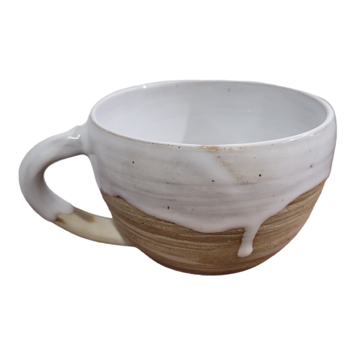 Cappuccino Cup - White & Warm Brown Stoneware - Erin White