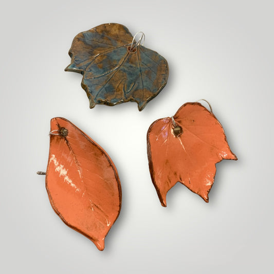 Hand-Built Ceramic Leaf Ornaments - Erin White