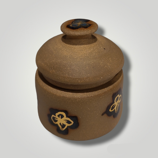 Tiny Lidded Pot, Warm Brown Stoneware - Erin White