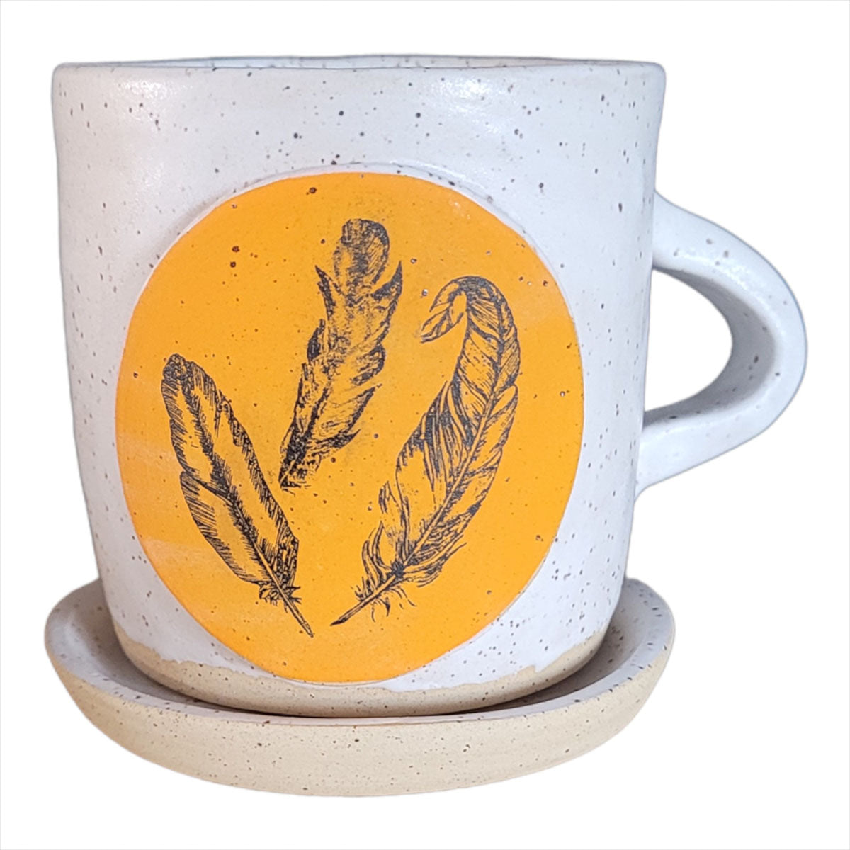 Cup & Saucer - Speckled Stoneware, Deep Yellow - Erin White