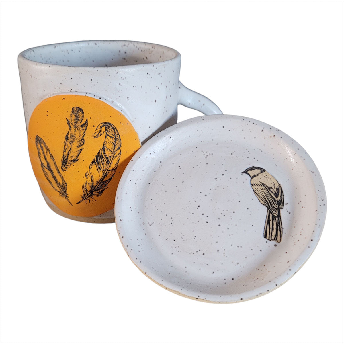 Cup & Saucer - Speckled Stoneware, Deep Yellow - Erin White