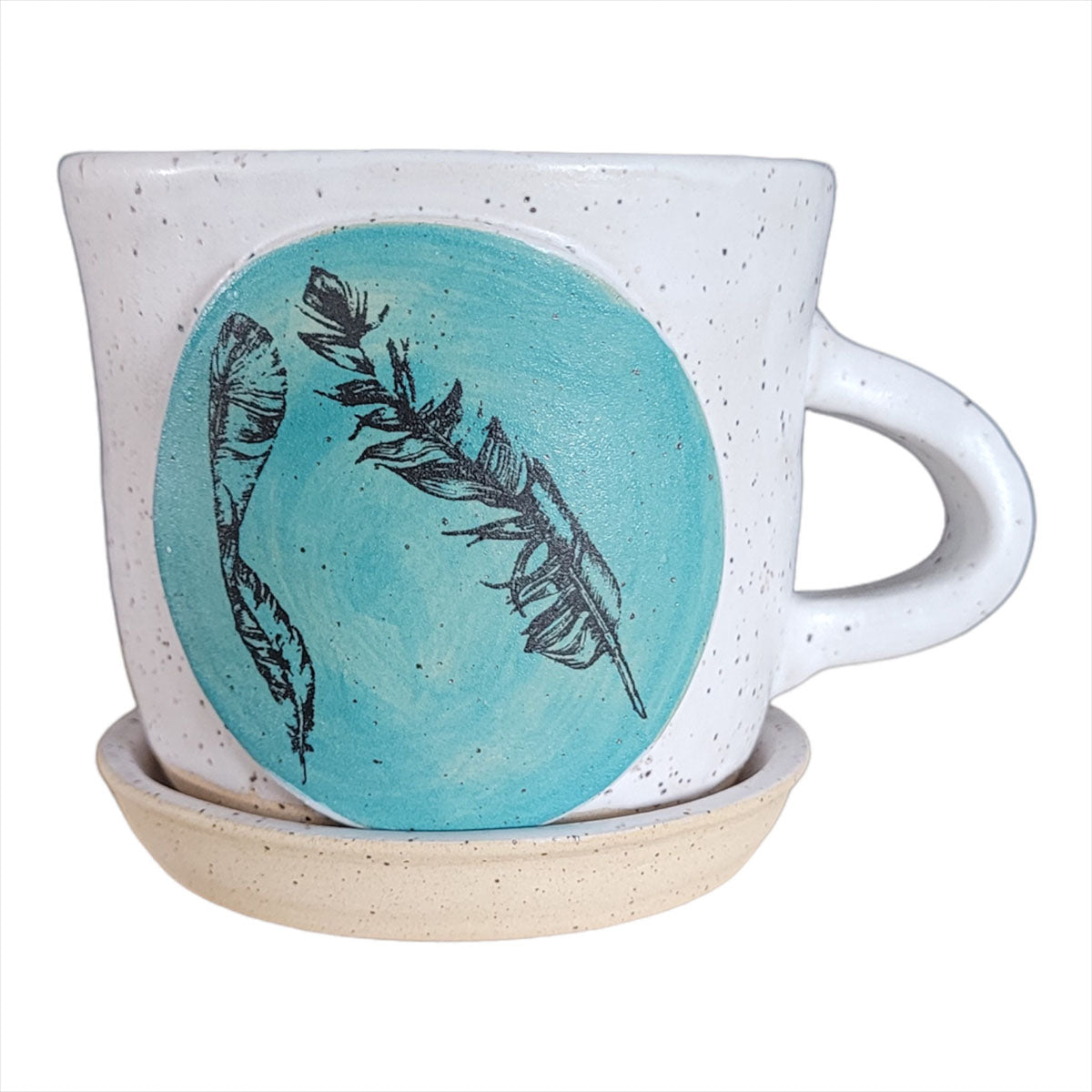 Cup & Saucer - Speckled Stoneware, Teal - Erin White