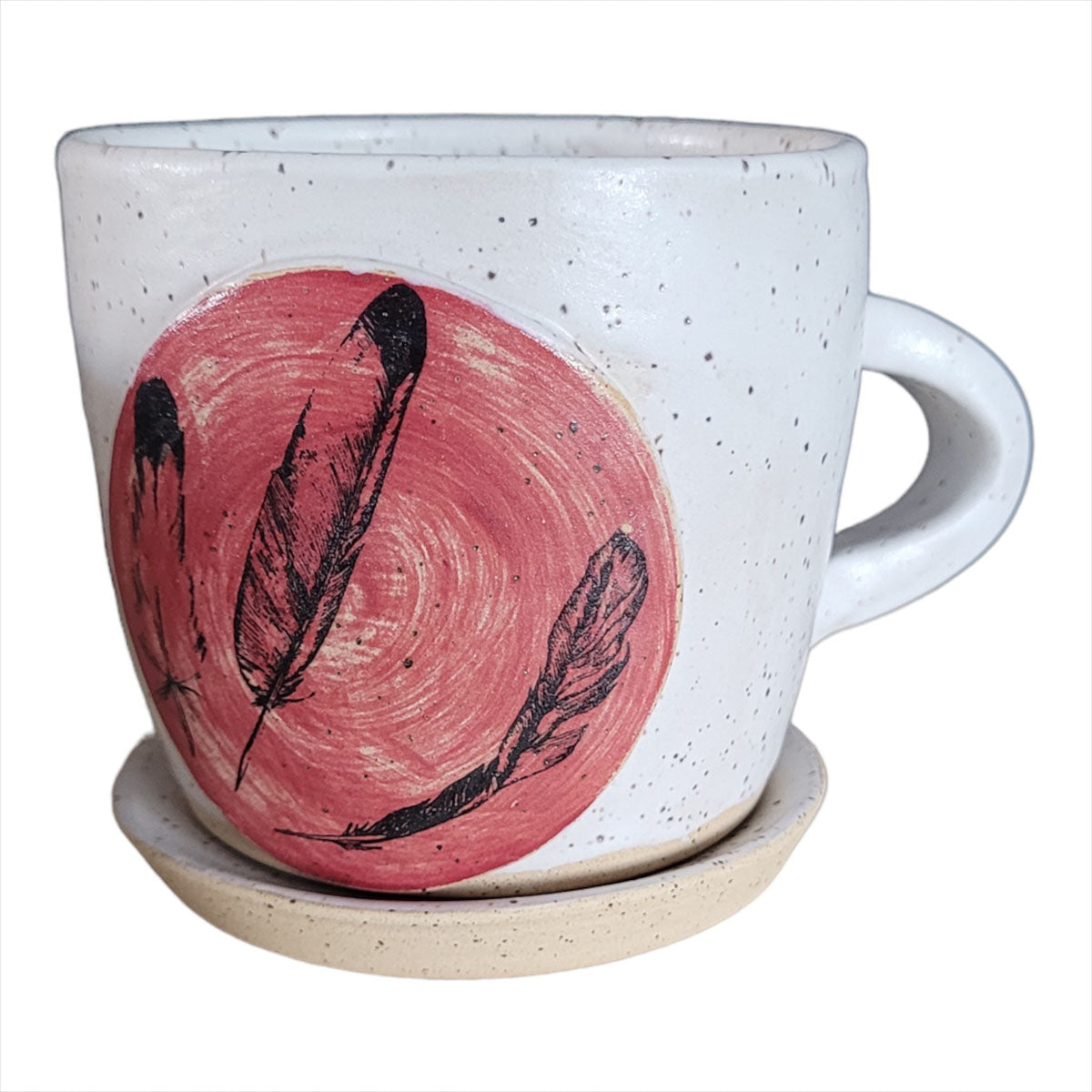 Cup & Saucer - Speckled Stoneware, Pink - Erin White