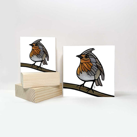 Print on Wood Block - European Robin