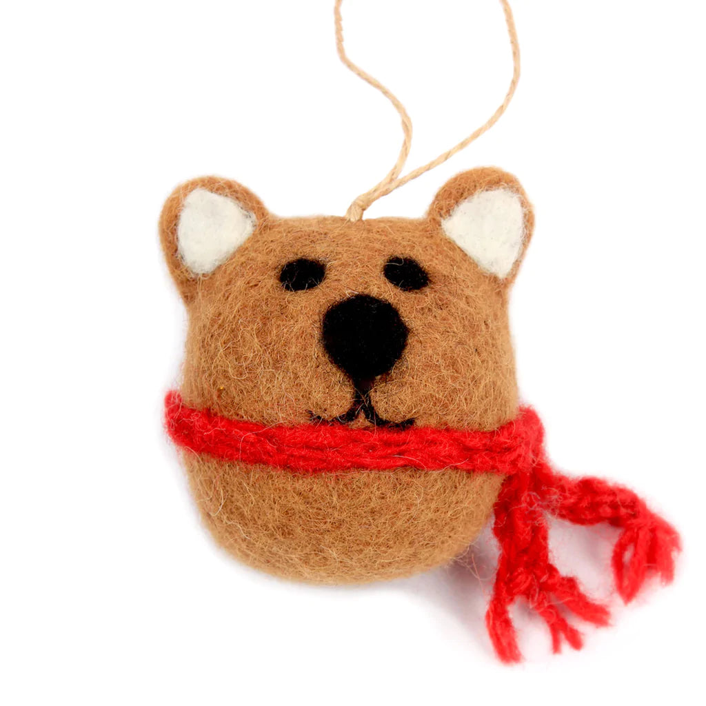 Needle-Felted Wool Bear Ornament
