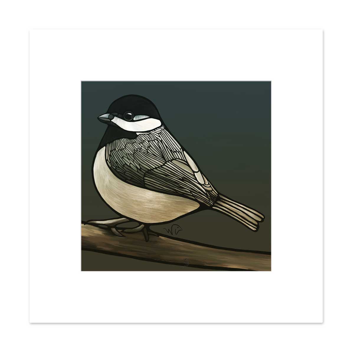 Signed & Matted Print - Black-Capped Chickadee