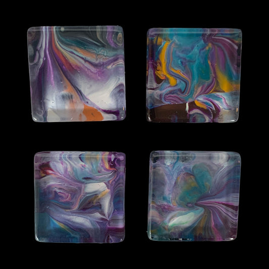 Glass Magnet Set - Abstract - Blast of Purple