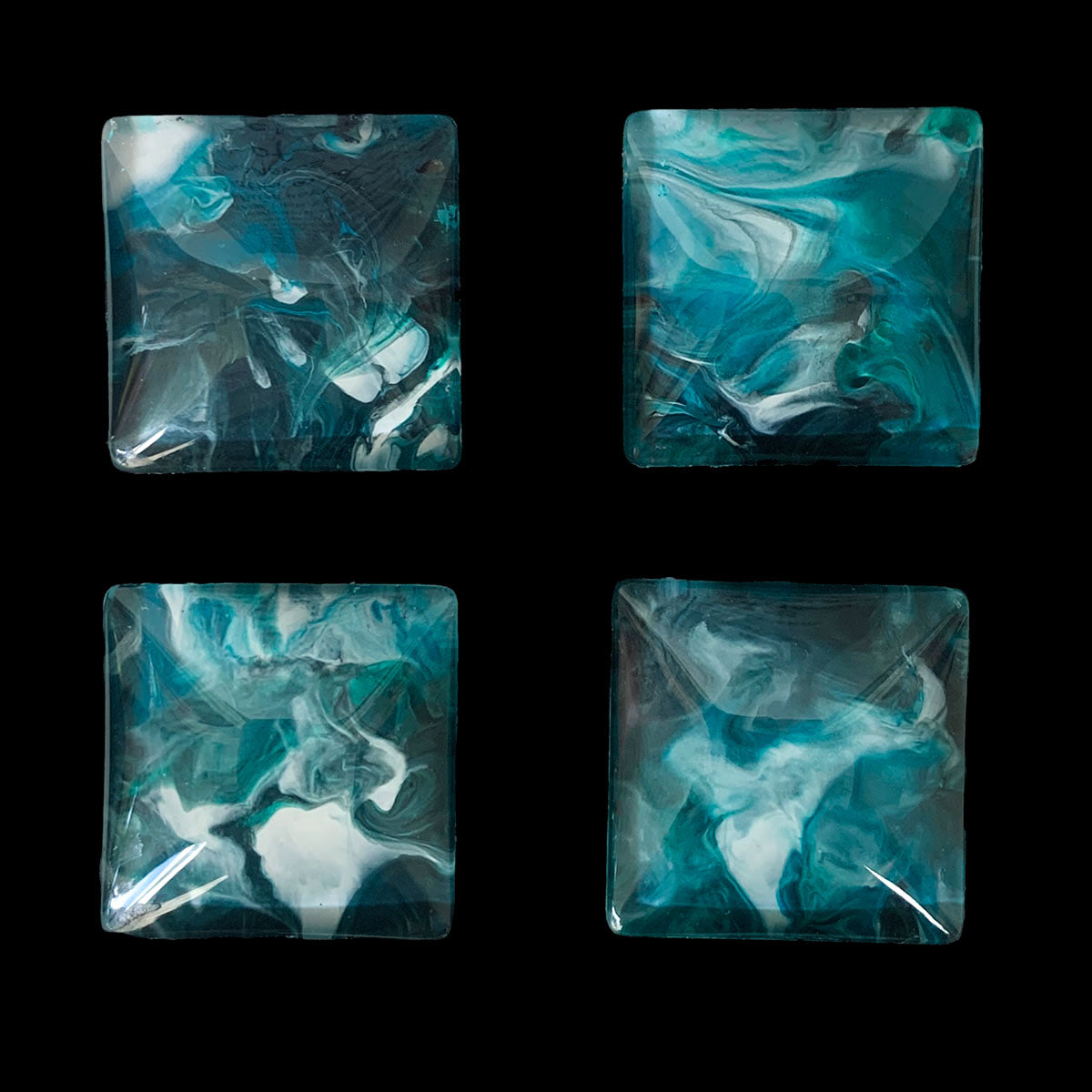 Glass Magnet Set - Abstract - Deep Blue Sea