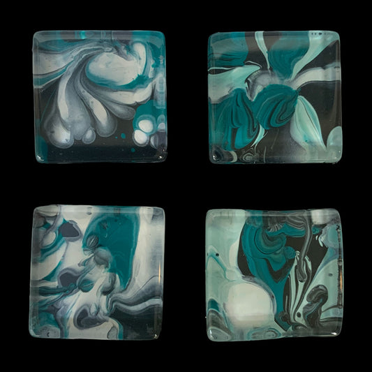 Glass Magnet Set - Abstract - Inkwash