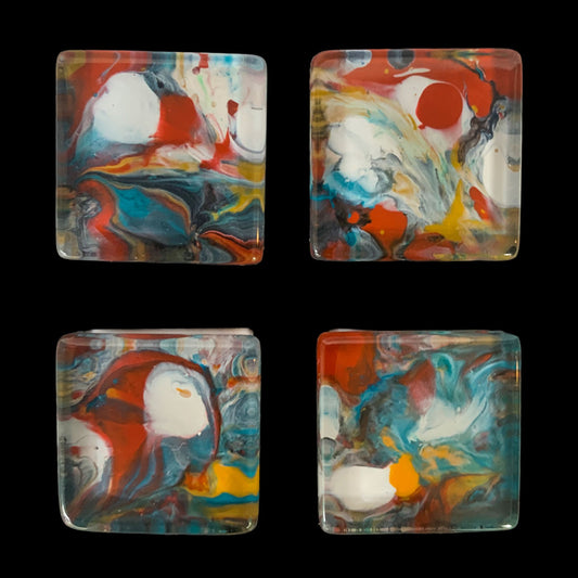 Glass Magnet Set - Abstract - Jardin de Fleurs II