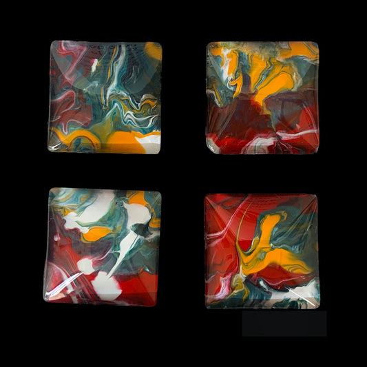 Glass Magnet Set - Abstract - Reddy or Not
