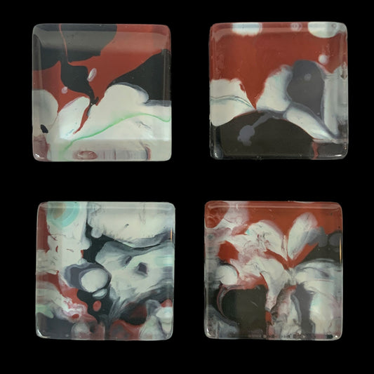 Glass Magnet Set - Abstract - Red Clay & Clouds